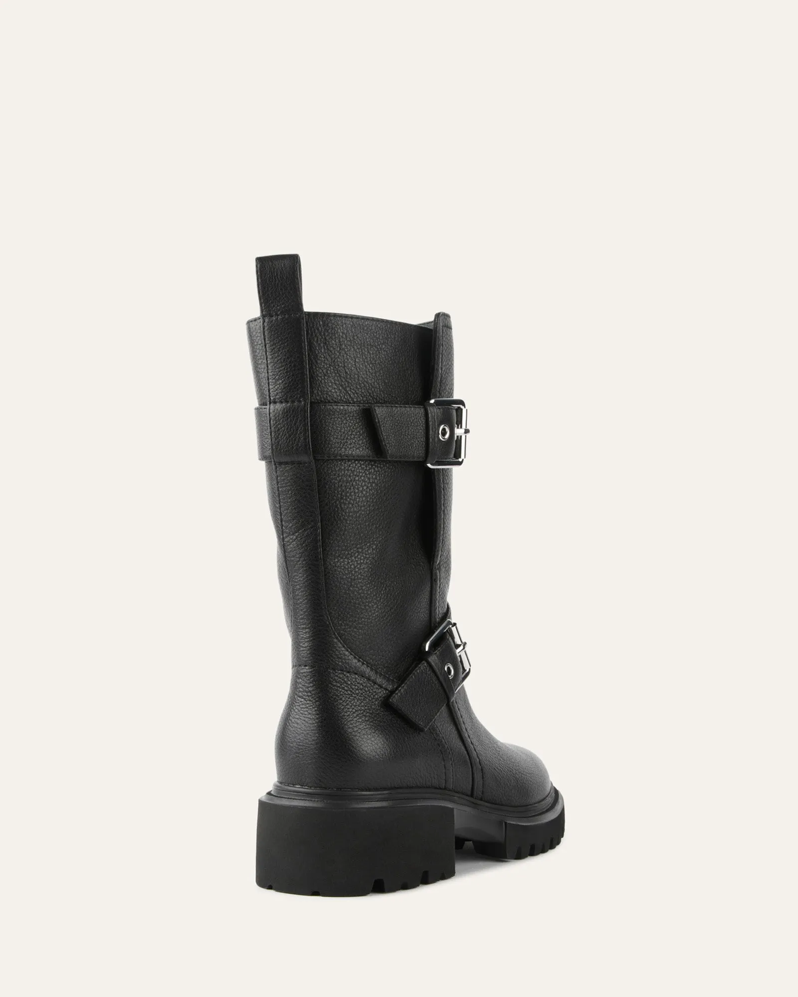 ELLIOT FLAT ANKLE BOOTS BLACK LEATHER
