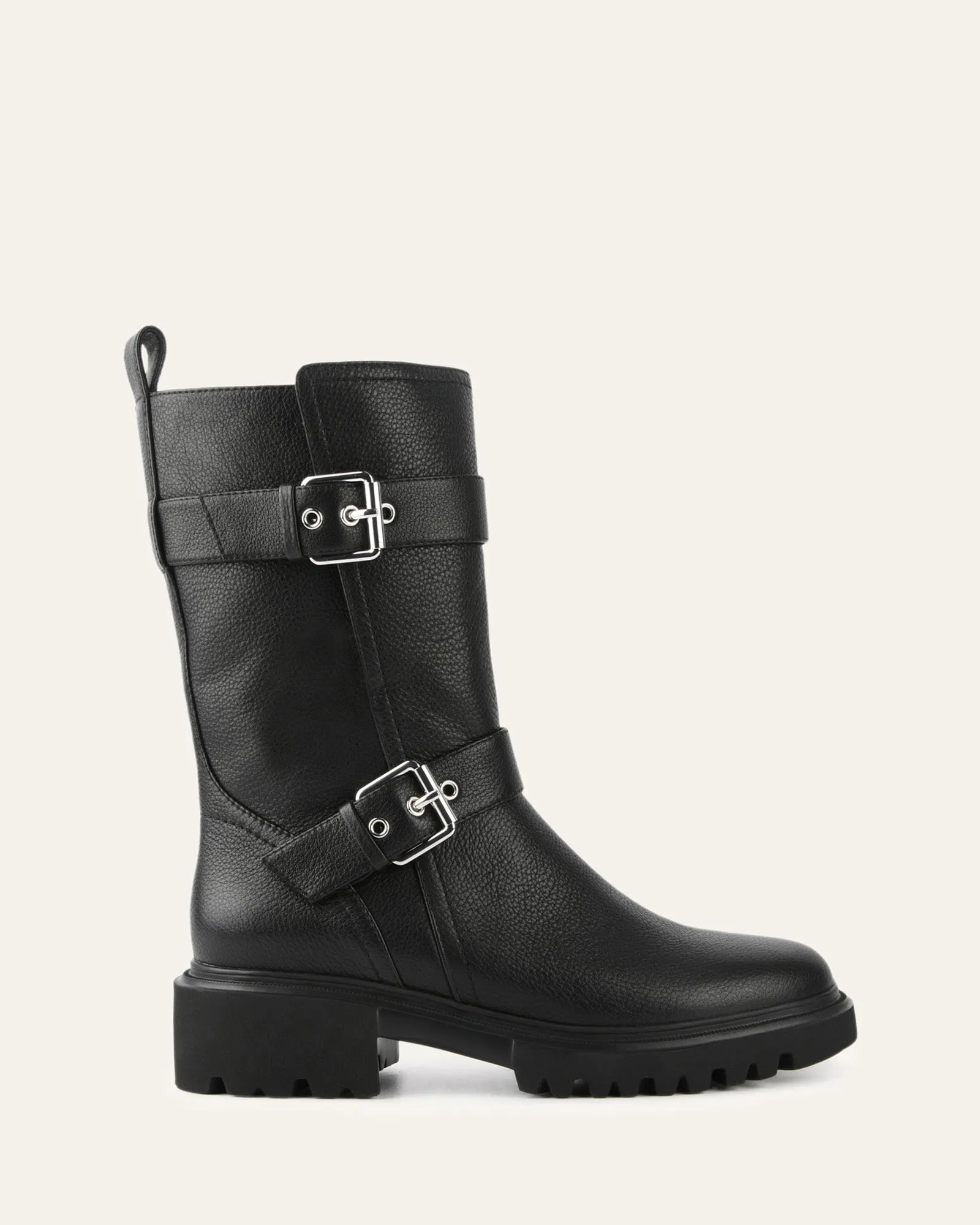 ELLIOT FLAT ANKLE BOOTS BLACK LEATHER