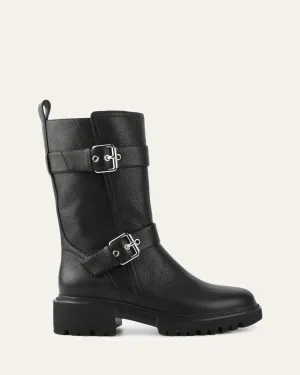 ELLIOT FLAT ANKLE BOOTS BLACK LEATHER