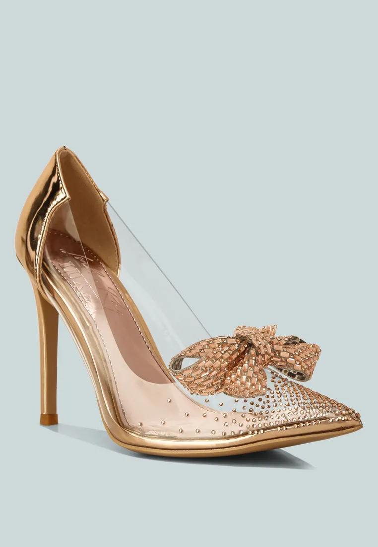 erika rhinestones embellished clear pump shoes
