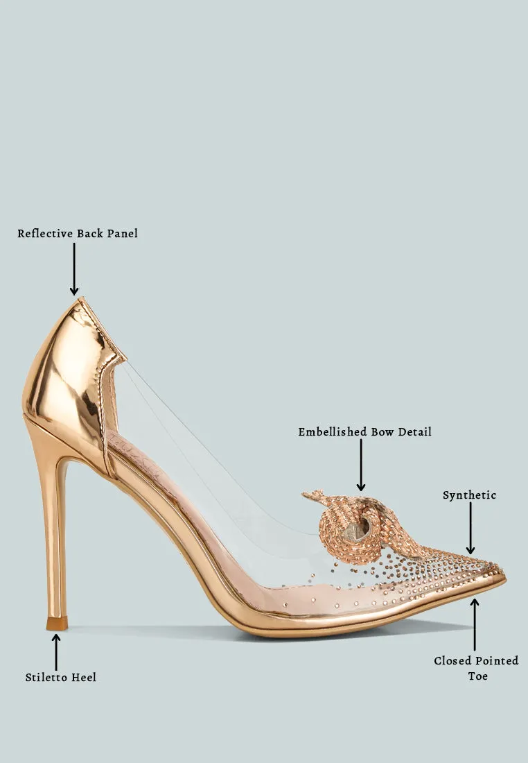erika rhinestones embellished clear pump shoes