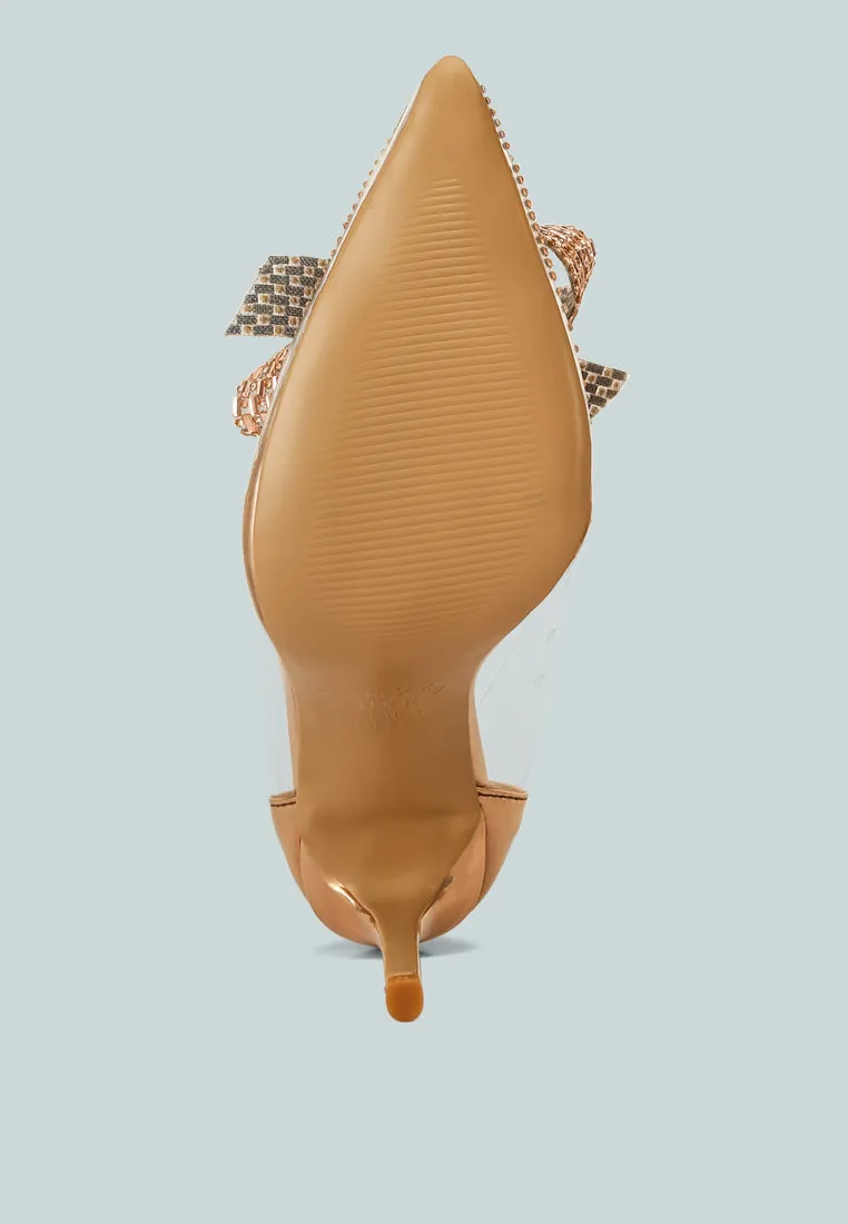 erika rhinestones embellished clear pump shoes