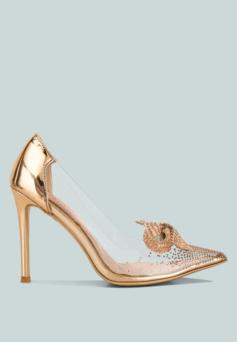 erika rhinestones embellished clear pump shoes