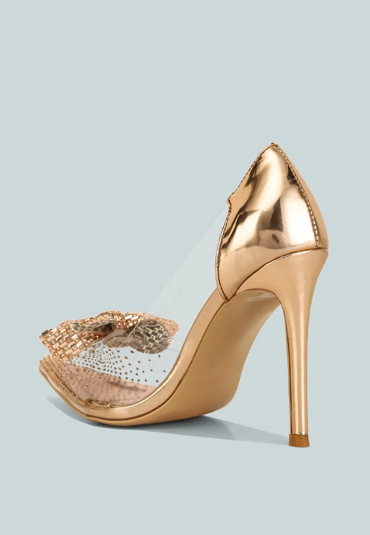 erika rhinestones embellished clear pump shoes