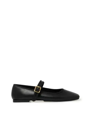 Faze Ballet Flat Black Smooth