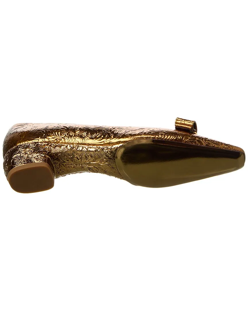Ferragamo Riace Bow Leather Ballet Flat