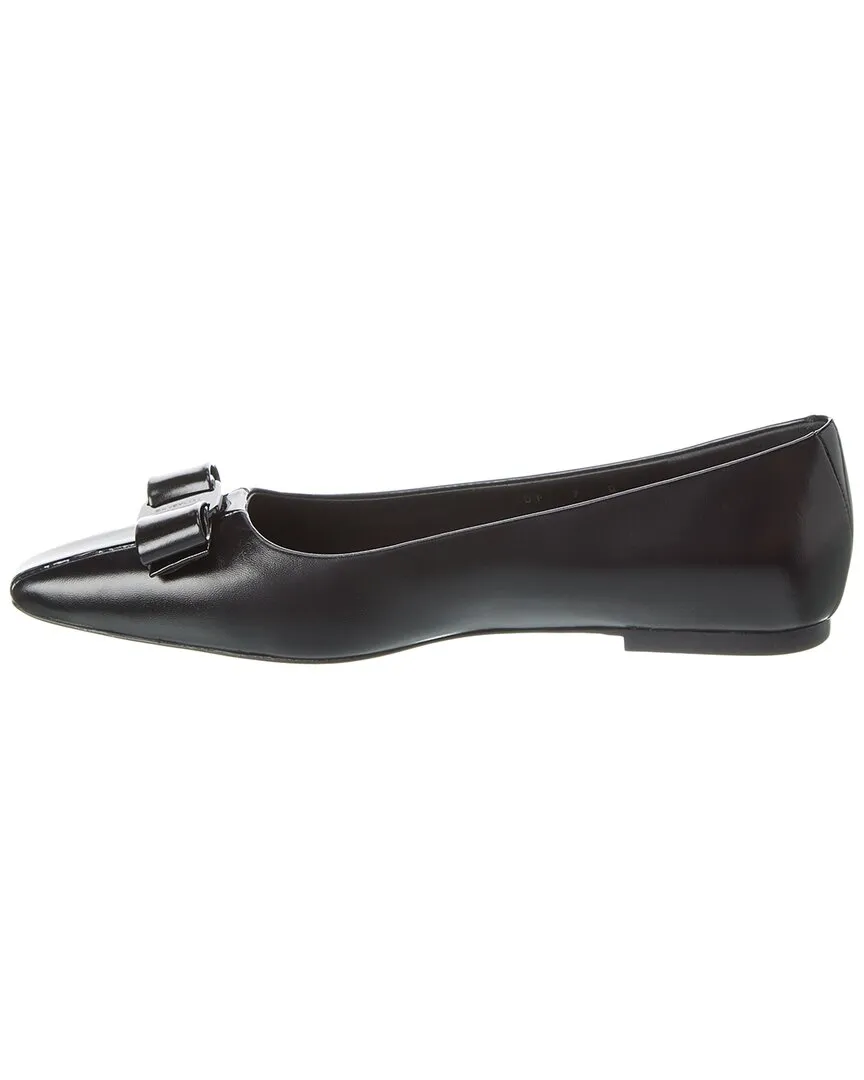 Ferragamo Siwar Bow Leather Ballet Flat
