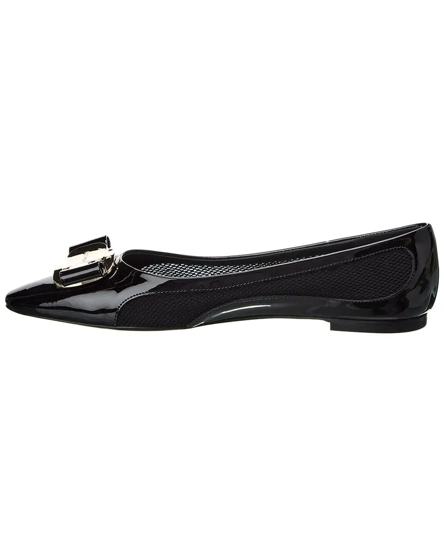 Ferragamo Zea Mesh & Patent Ballet Flat