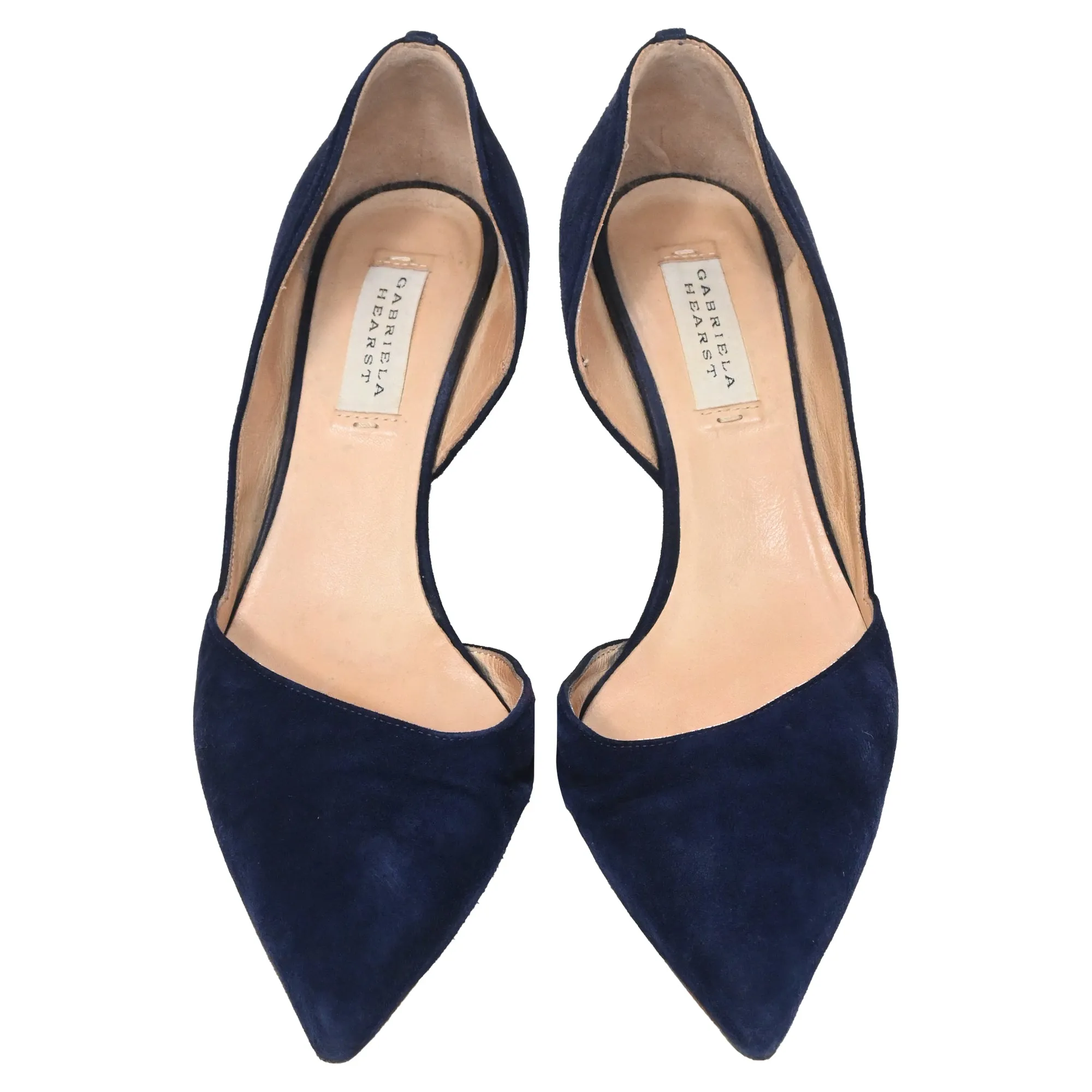 Gabriela Hearst Luzia Pointed Kitten Heel Pumps in Navy Blue Suede