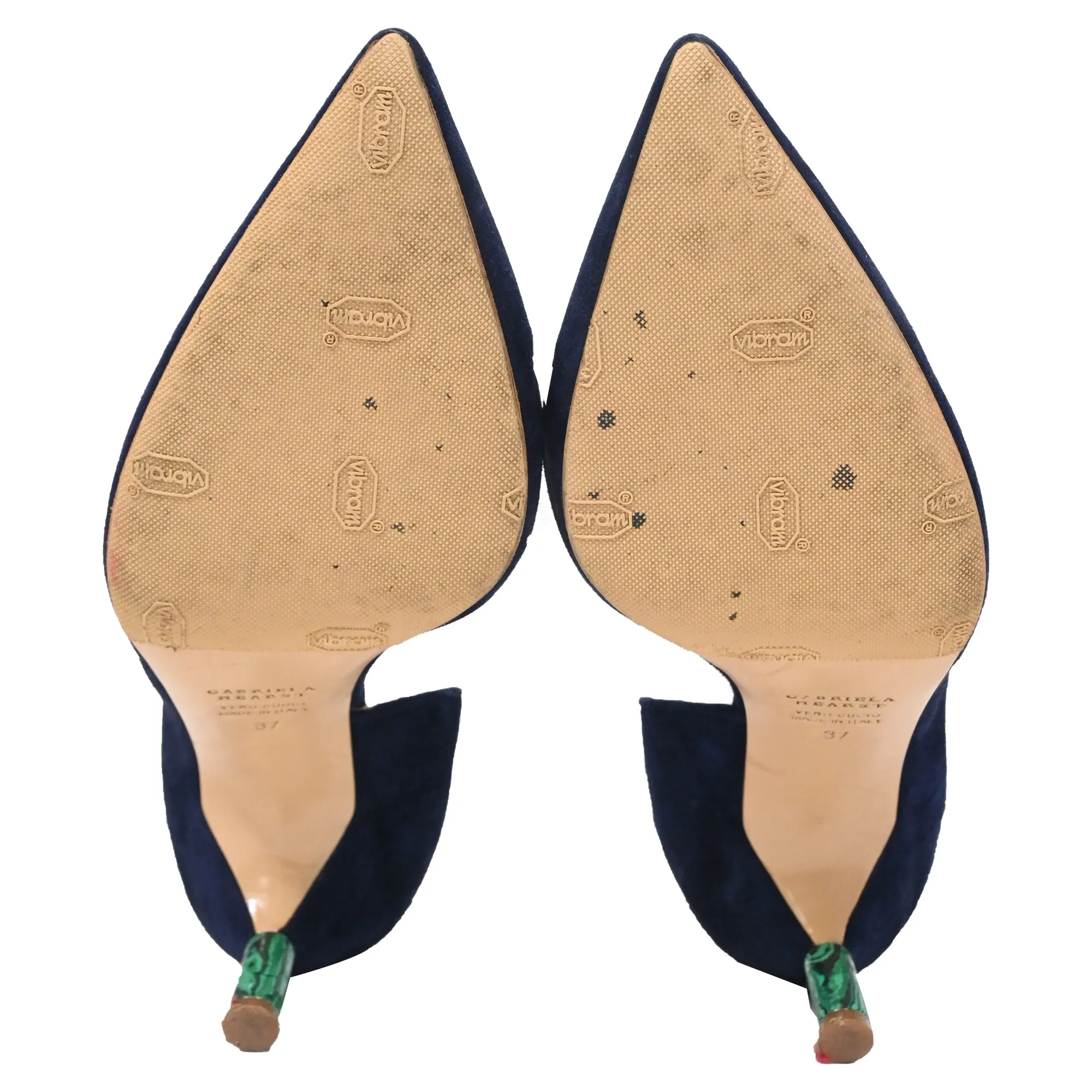 Gabriela Hearst Luzia Pointed Kitten Heel Pumps in Navy Blue Suede