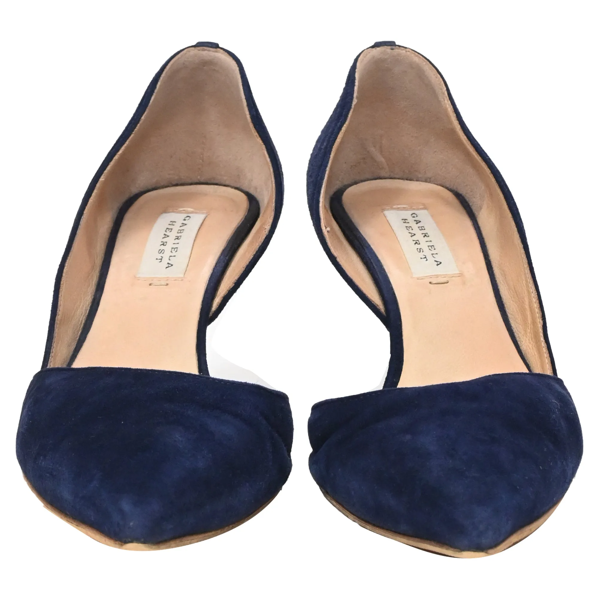 Gabriela Hearst Luzia Pointed Kitten Heel Pumps in Navy Blue Suede