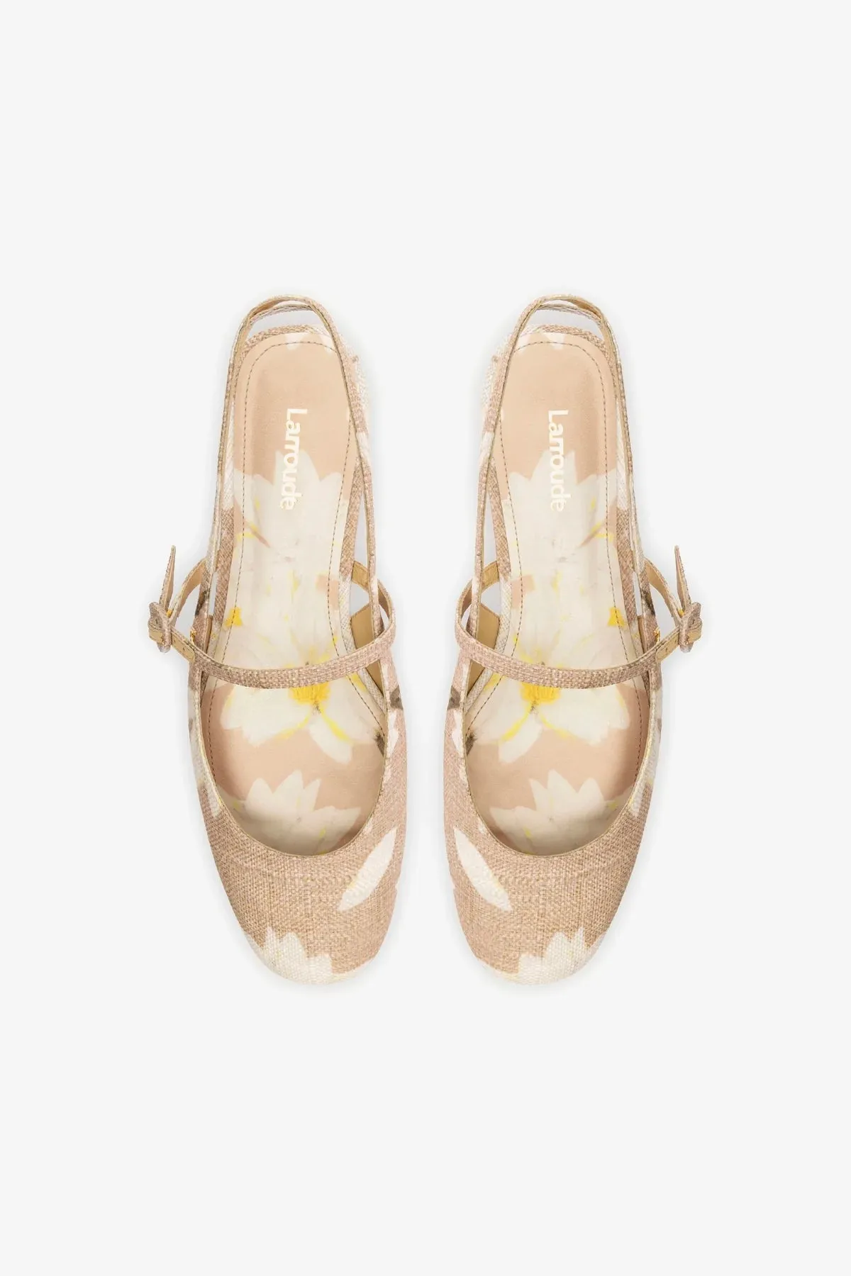 Georgina Ballet Flat In Beige Printed Raffia