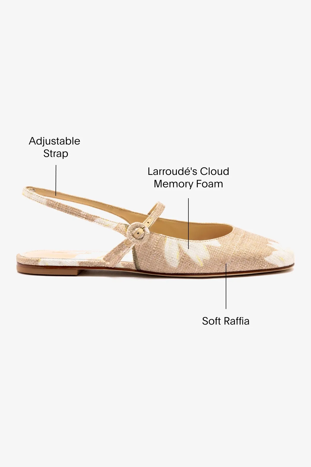Georgina Ballet Flat In Beige Printed Raffia