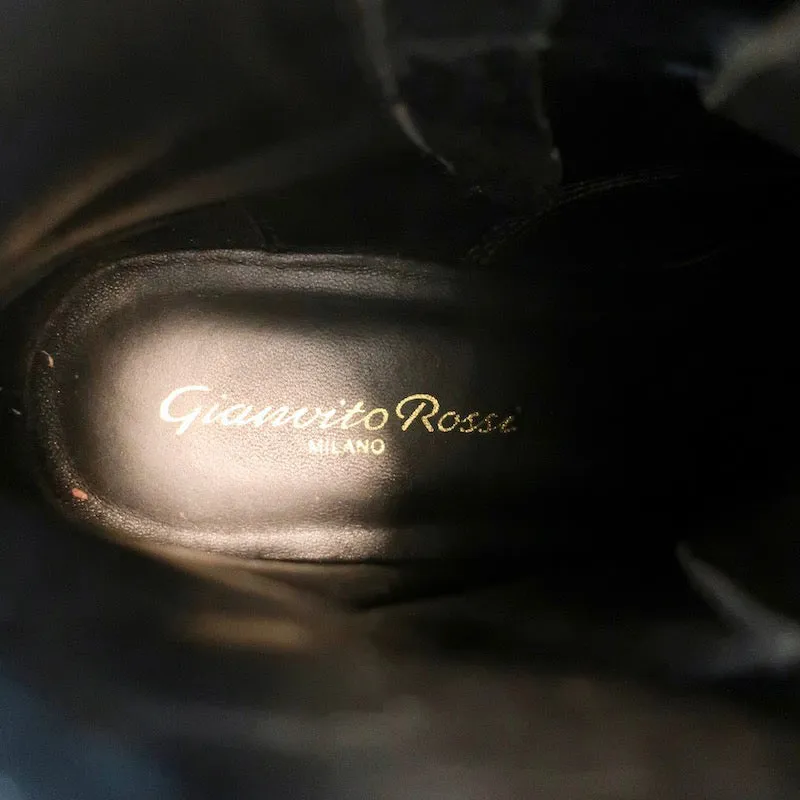Gianvito Rossi Lagarde Combat Boots Black Leather Size 38 Flat Ankle Boots