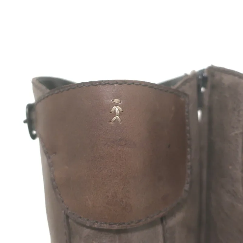 Henry Beguelin Knee High Riding Boots Brown Distressed Leather Size 38