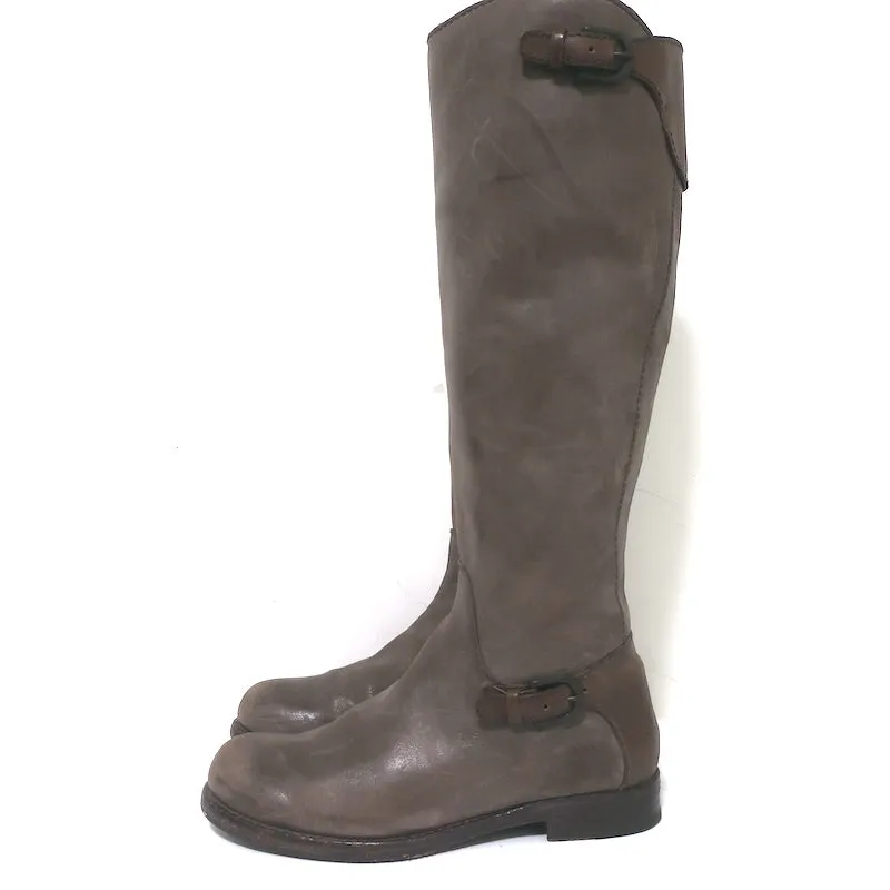 Henry Beguelin Knee High Riding Boots Brown Distressed Leather Size 38