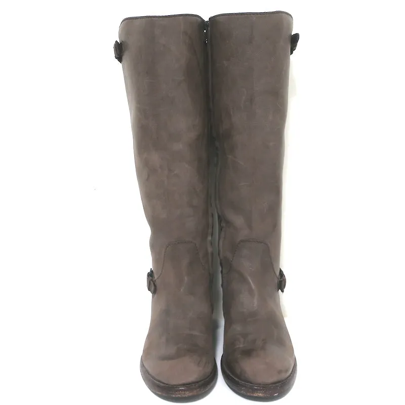 Henry Beguelin Knee High Riding Boots Brown Distressed Leather Size 38