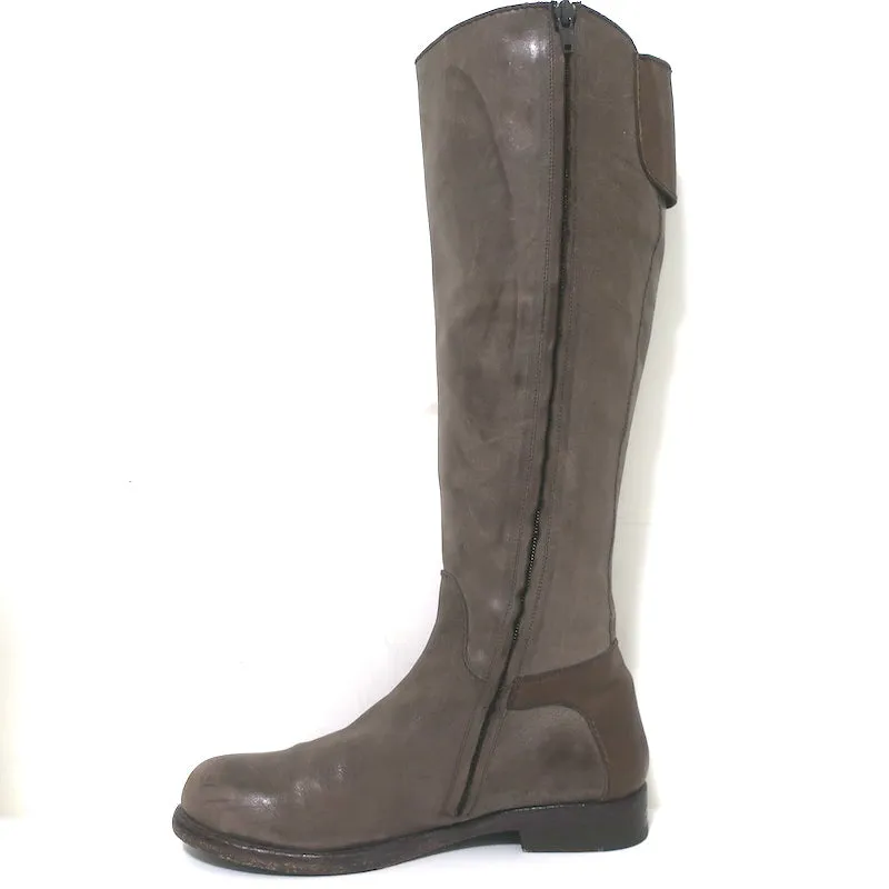 Henry Beguelin Knee High Riding Boots Brown Distressed Leather Size 38