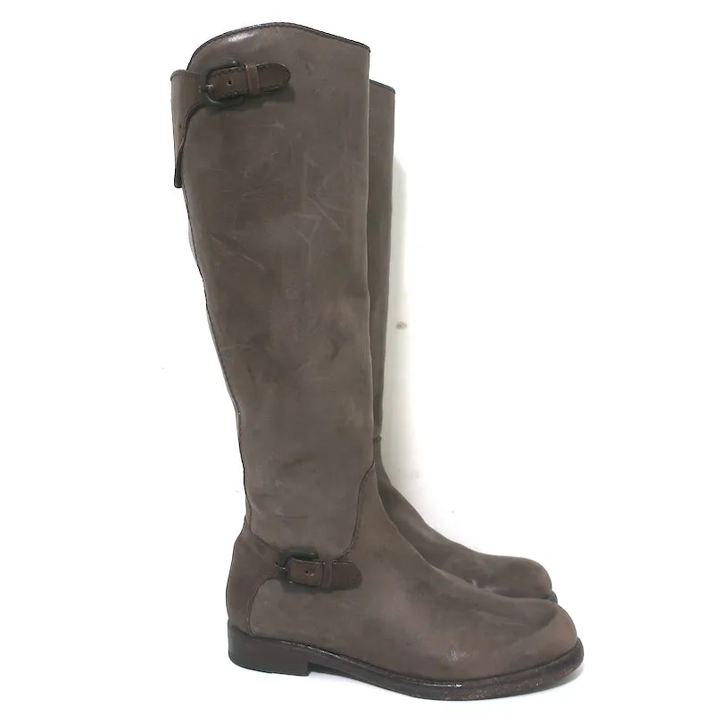 Henry Beguelin Knee High Riding Boots Brown Distressed Leather Size 38