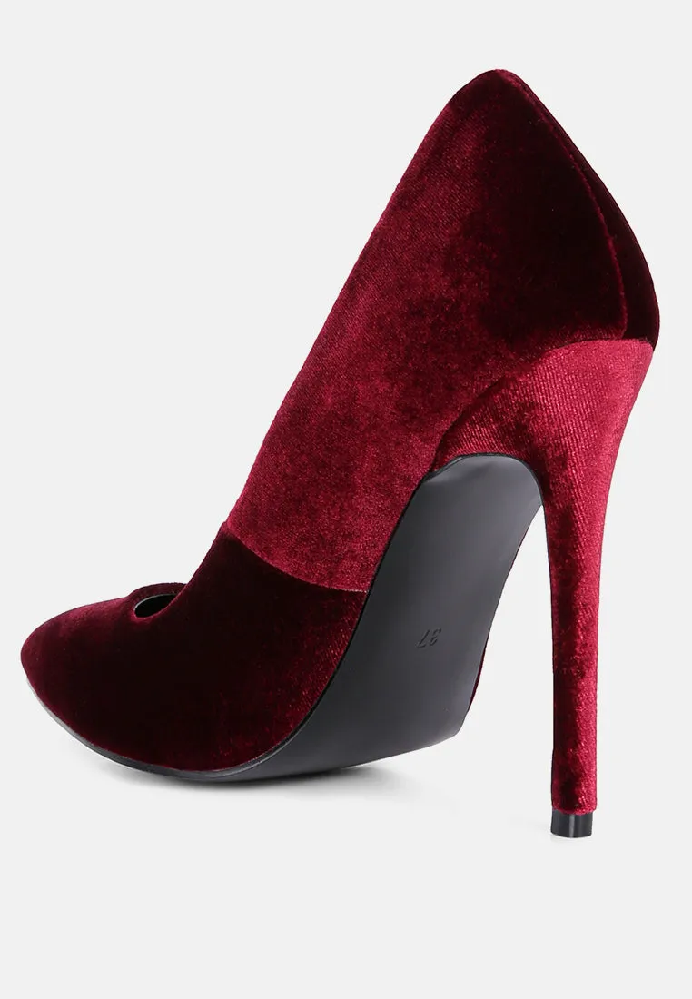 janessa velvet stiletto heel pumps