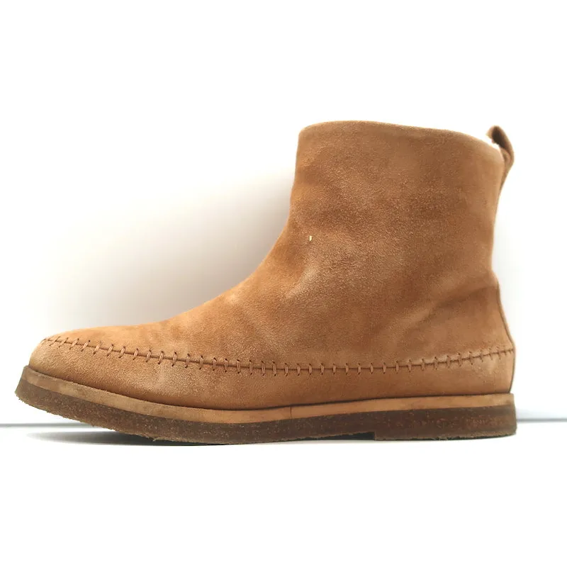 Jenni Kayne Shearling Moc Boots Brown Suede Size 37 Flat Ankle Boots