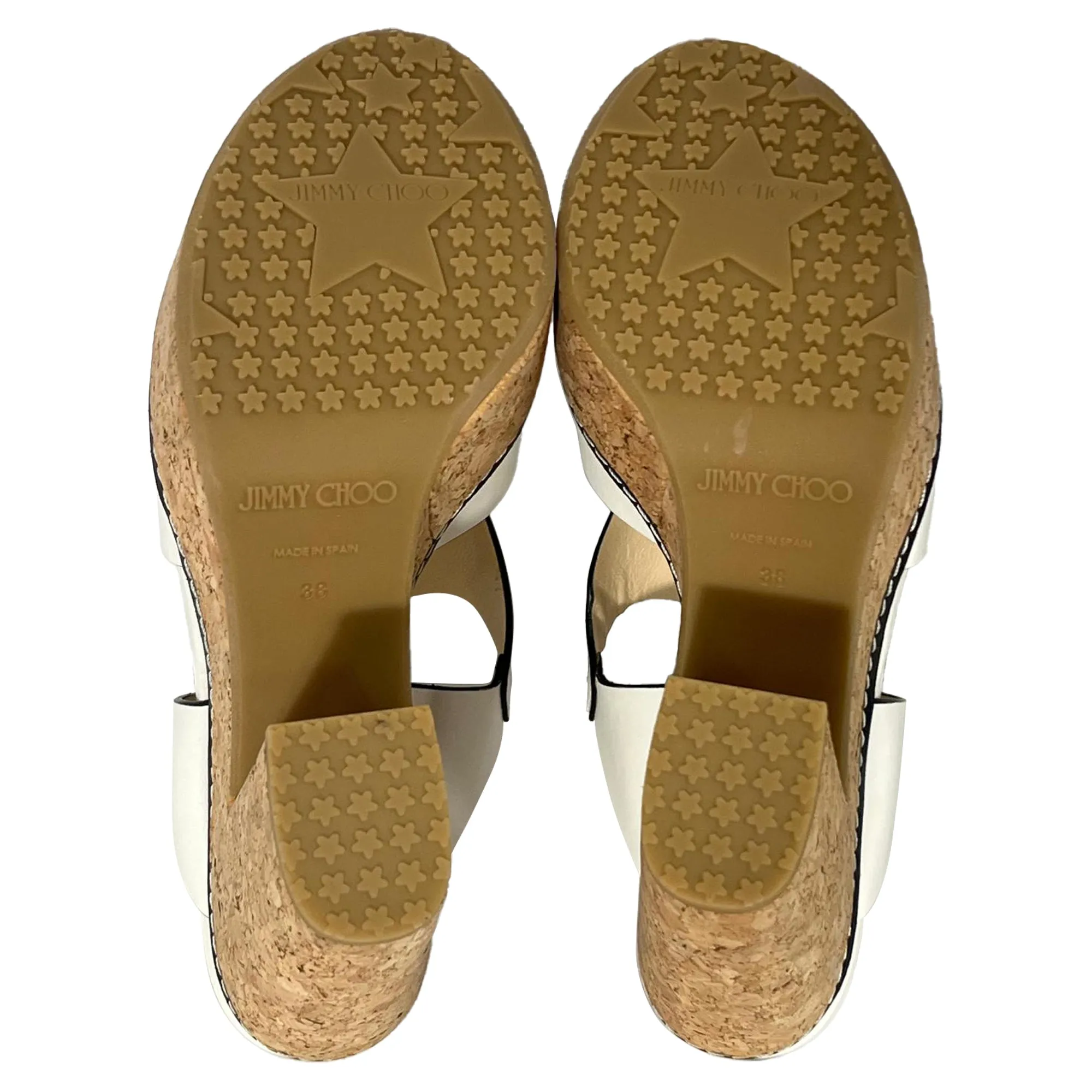 Jimmy Choo Nixie Slip-On Wedge Sandal Heels in White Leather