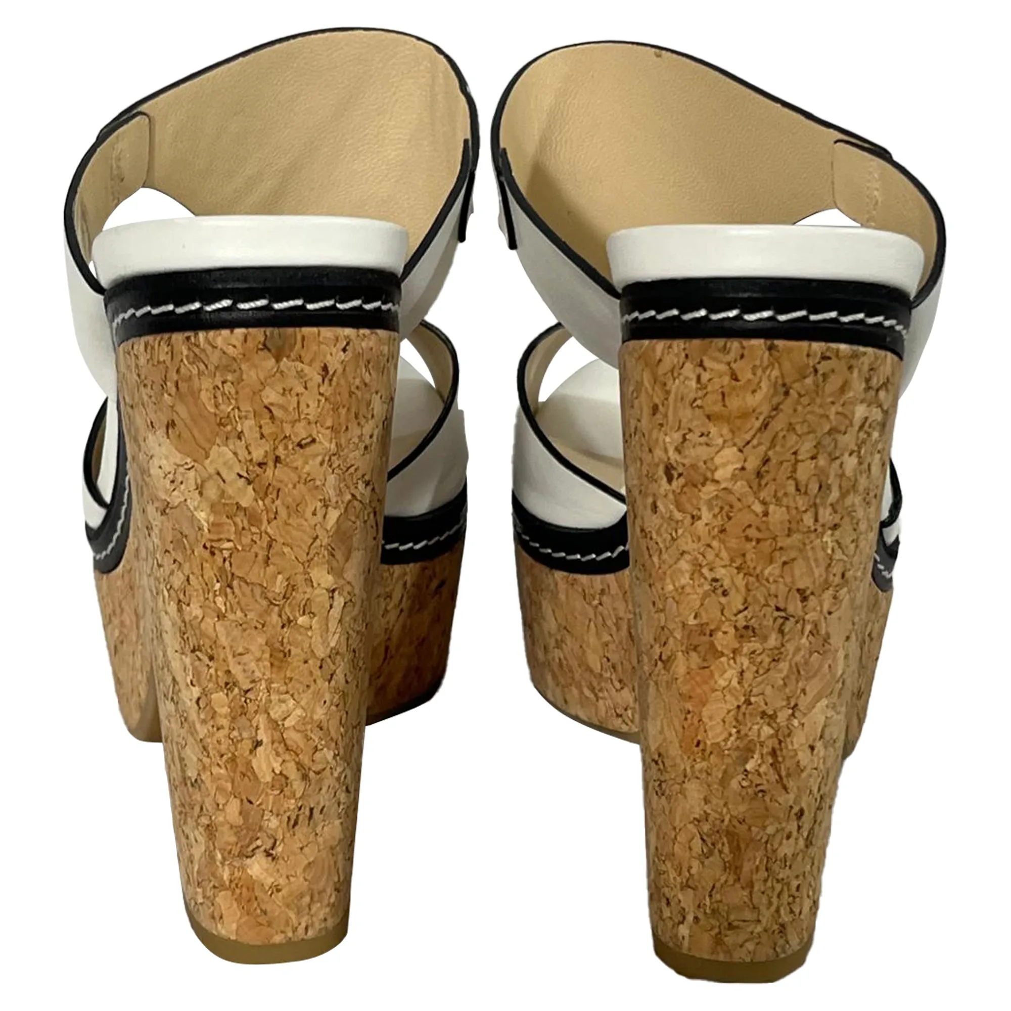 Jimmy Choo Nixie Slip-On Wedge Sandal Heels in White Leather