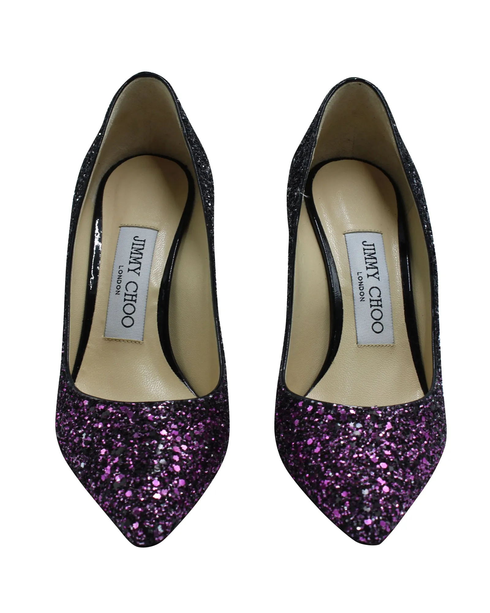Jimmy Choo Romy 100 Pumps in Pink and Black Glitter