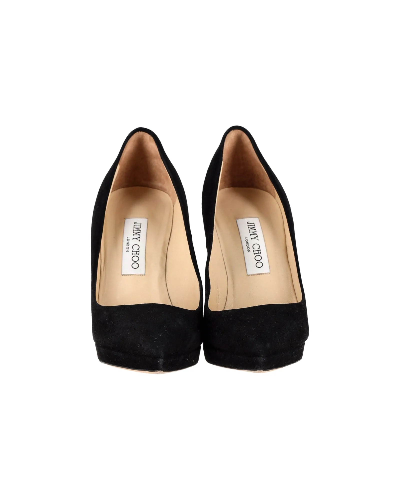 Jimmy Choo Rudy Platform Pumps in Black Suede and Patent Leather