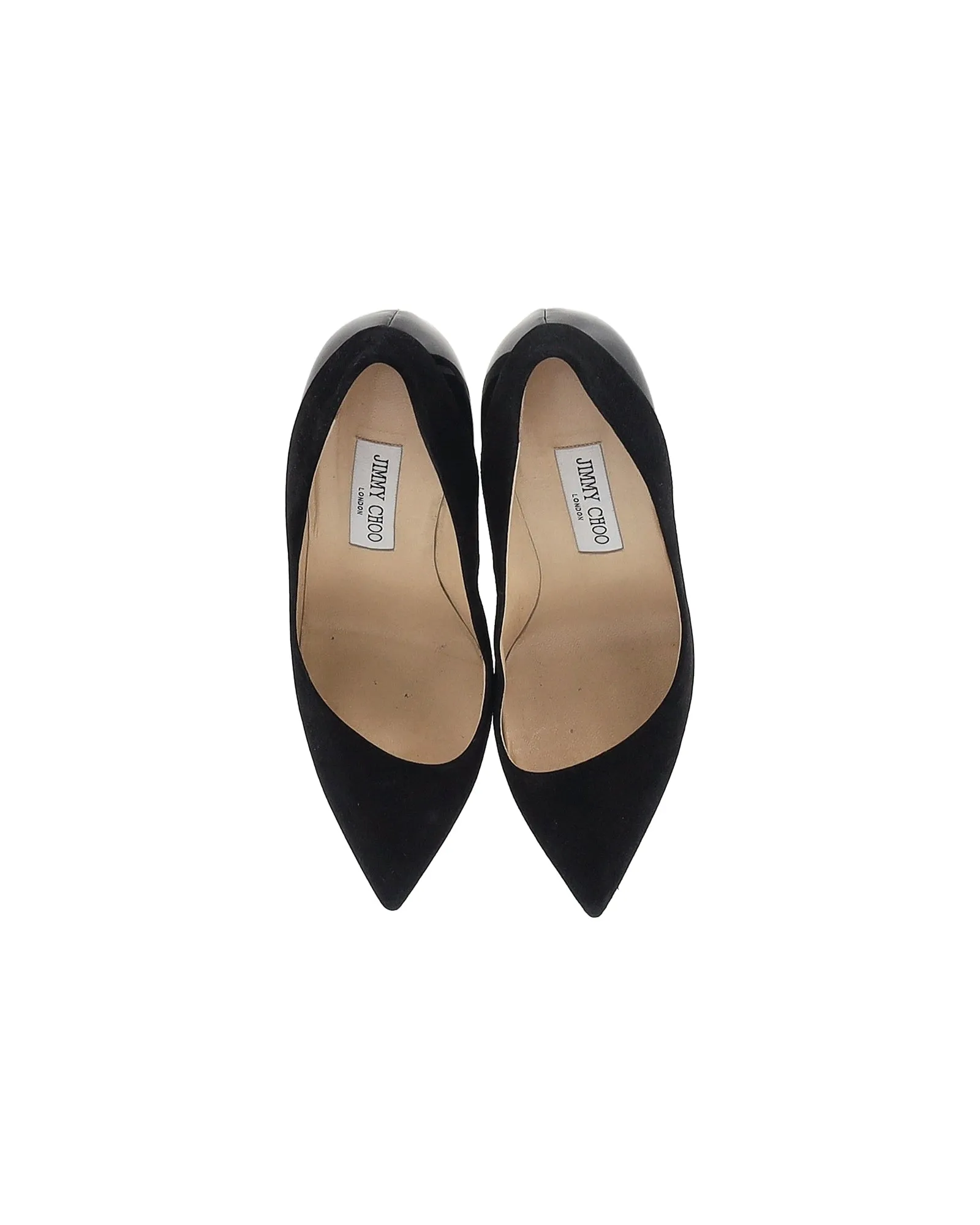 Jimmy Choo Rudy Platform Pumps in Black Suede and Patent Leather
