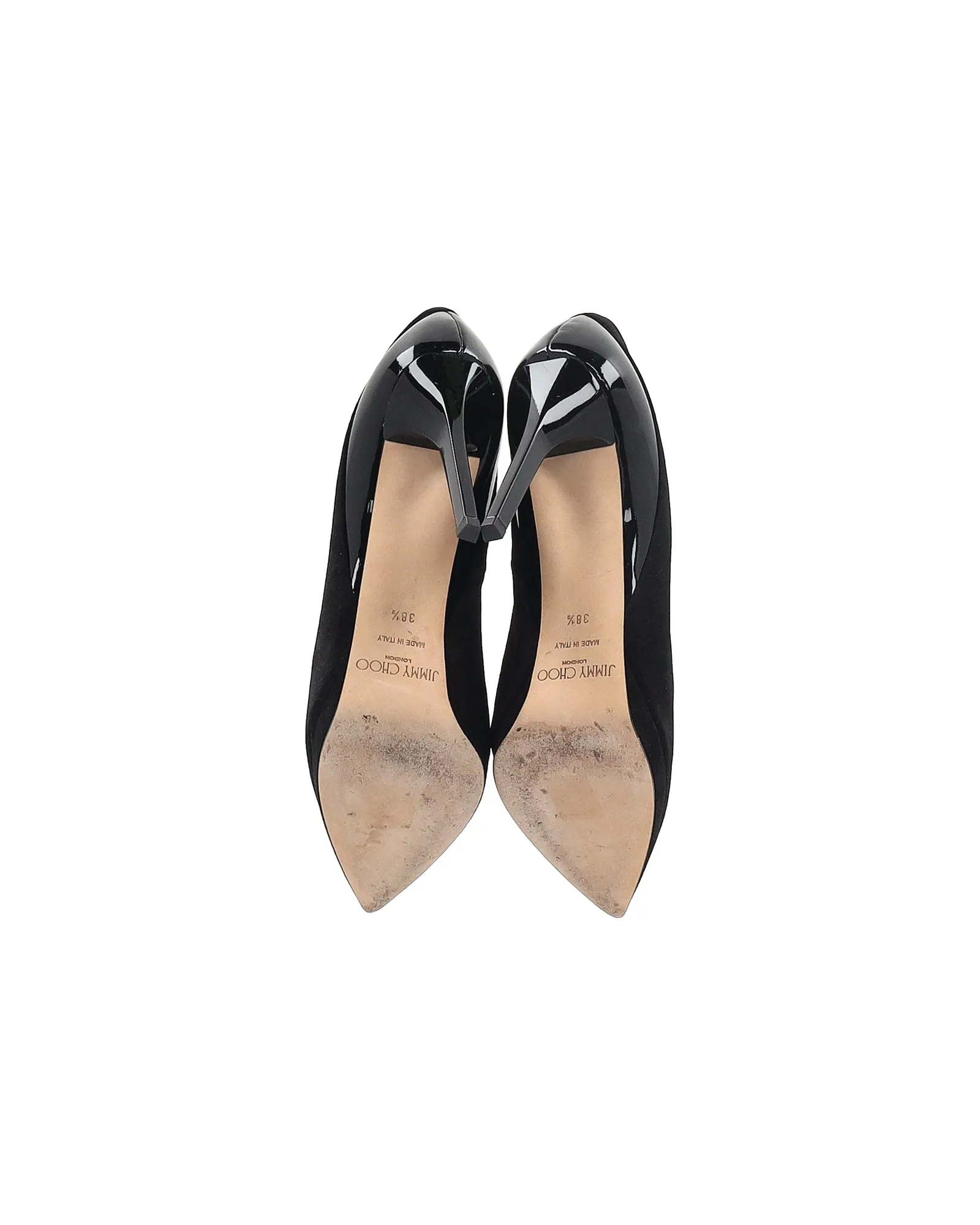 Jimmy Choo Rudy Platform Pumps in Black Suede and Patent Leather
