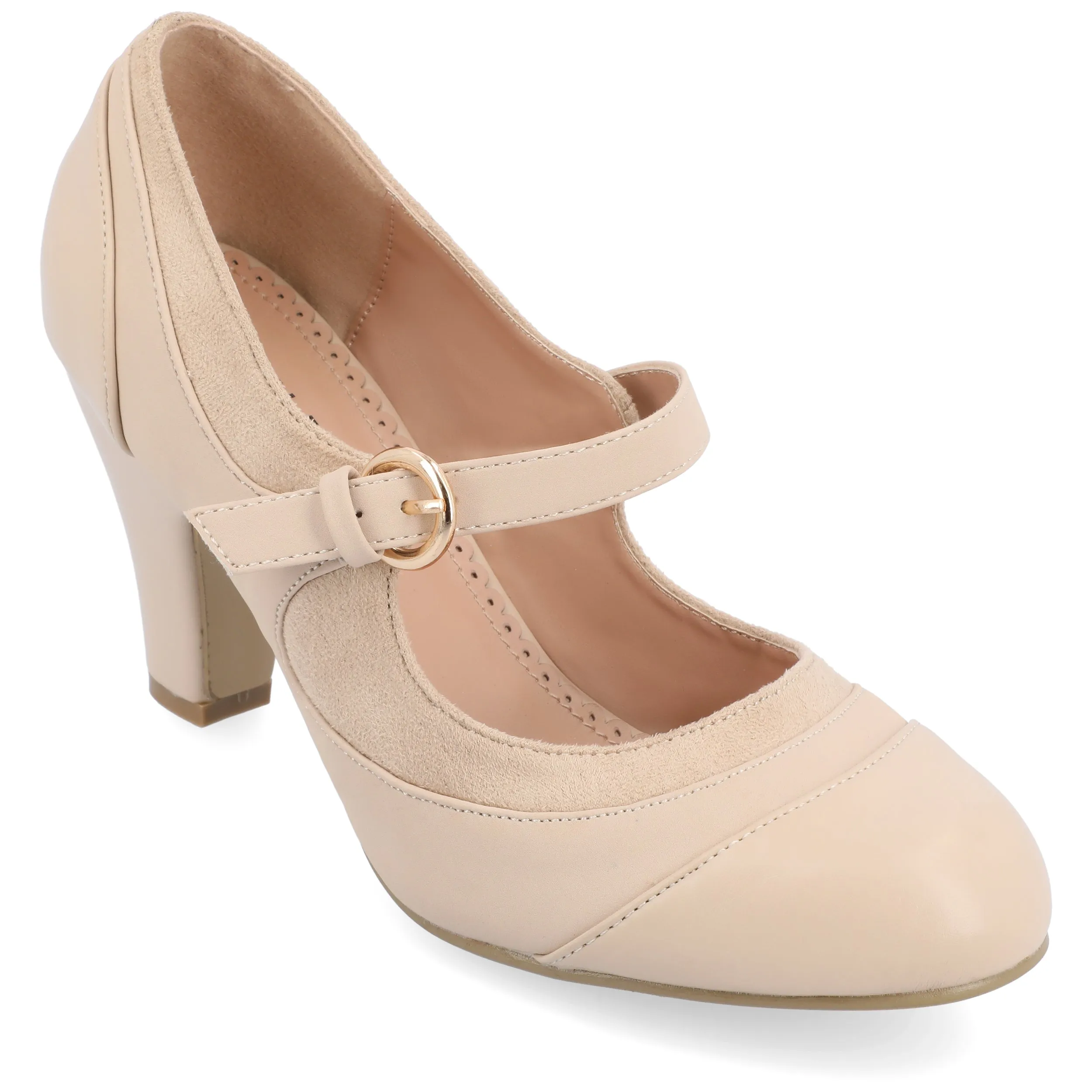 Journee Collection Womens Siri Medium and Wide Width Round Toe Block Heel Mary Jane Pumps