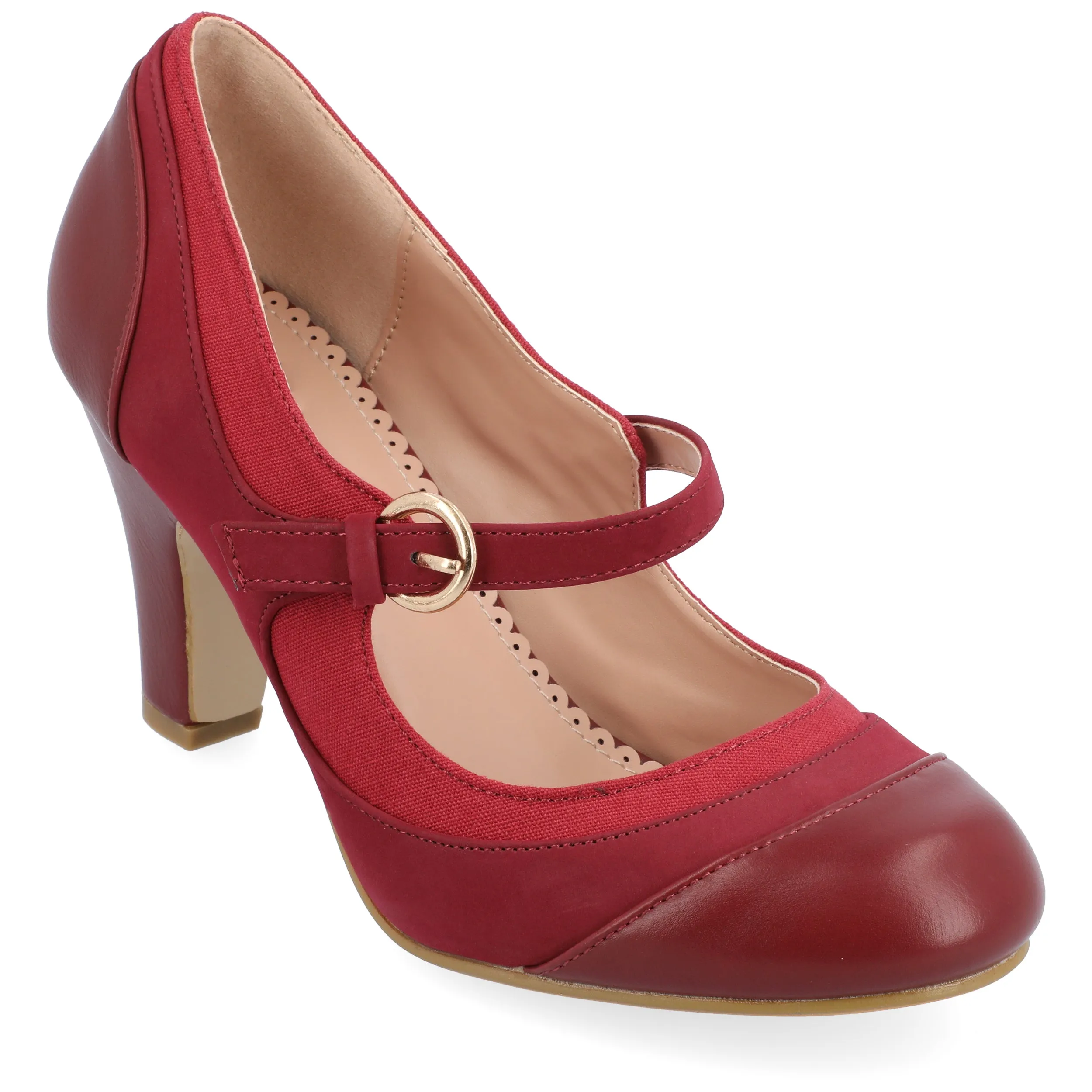 Journee Collection Womens Siri Medium and Wide Width Round Toe Block Heel Mary Jane Pumps