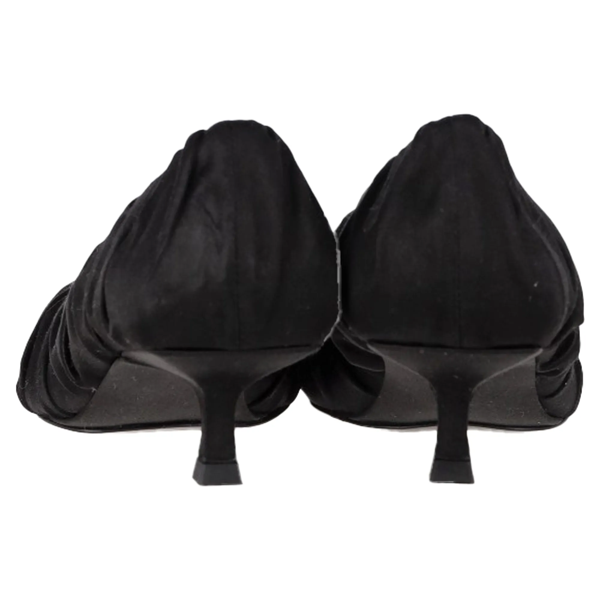 Khaite Palmero Ruched Kitten-Heel Pumps in Black Silk