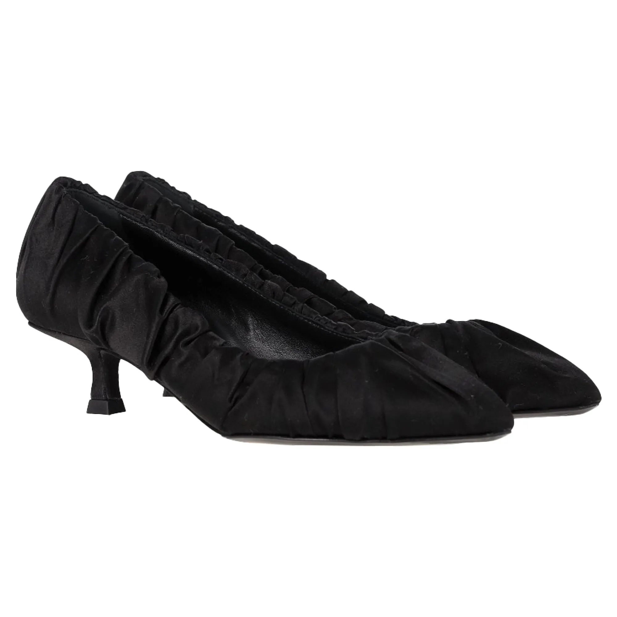 Khaite Palmero Ruched Kitten-Heel Pumps in Black Silk