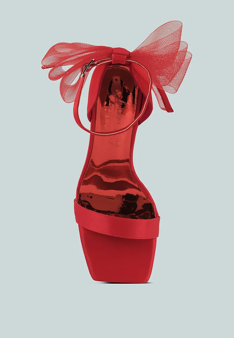 kiri satin clear high heeled bow sandals