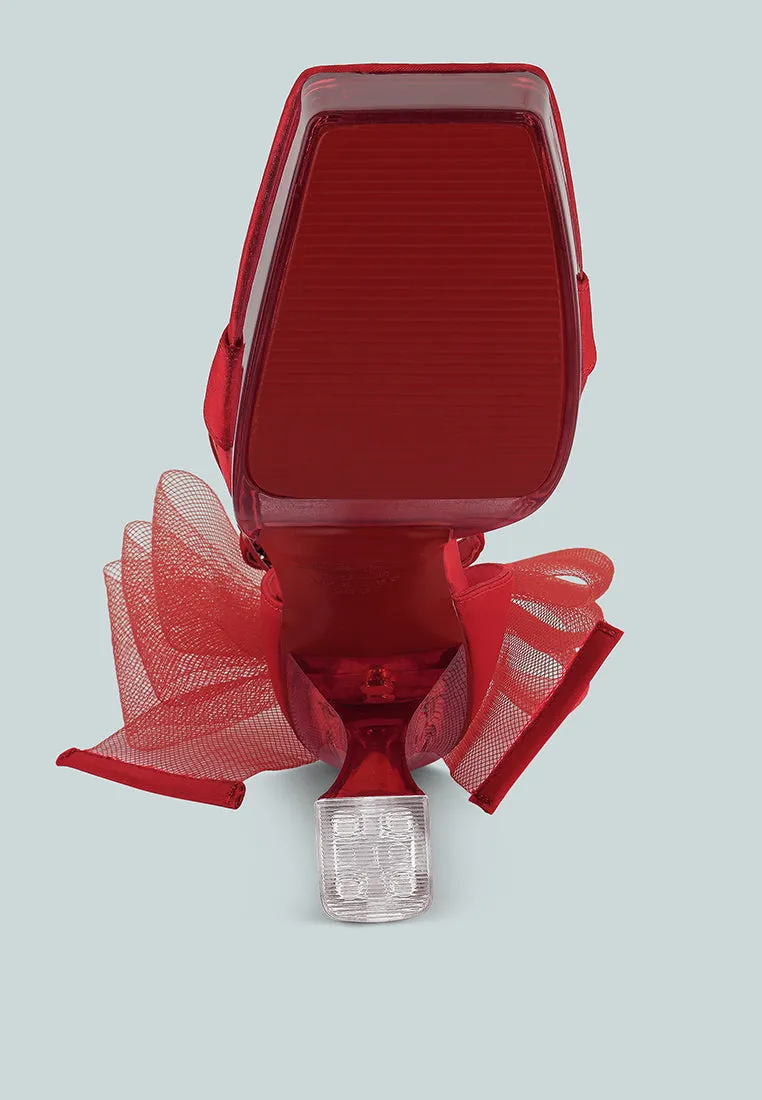 kiri satin clear high heeled bow sandals