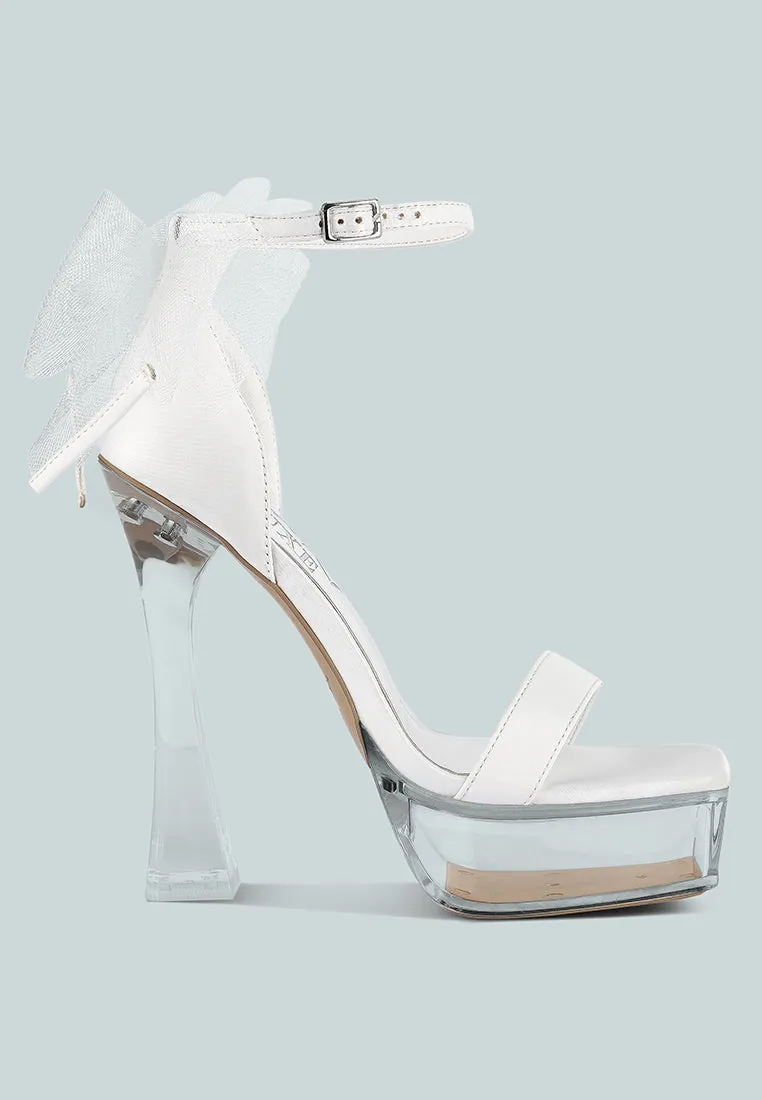 kiri satin clear high heeled bow sandals