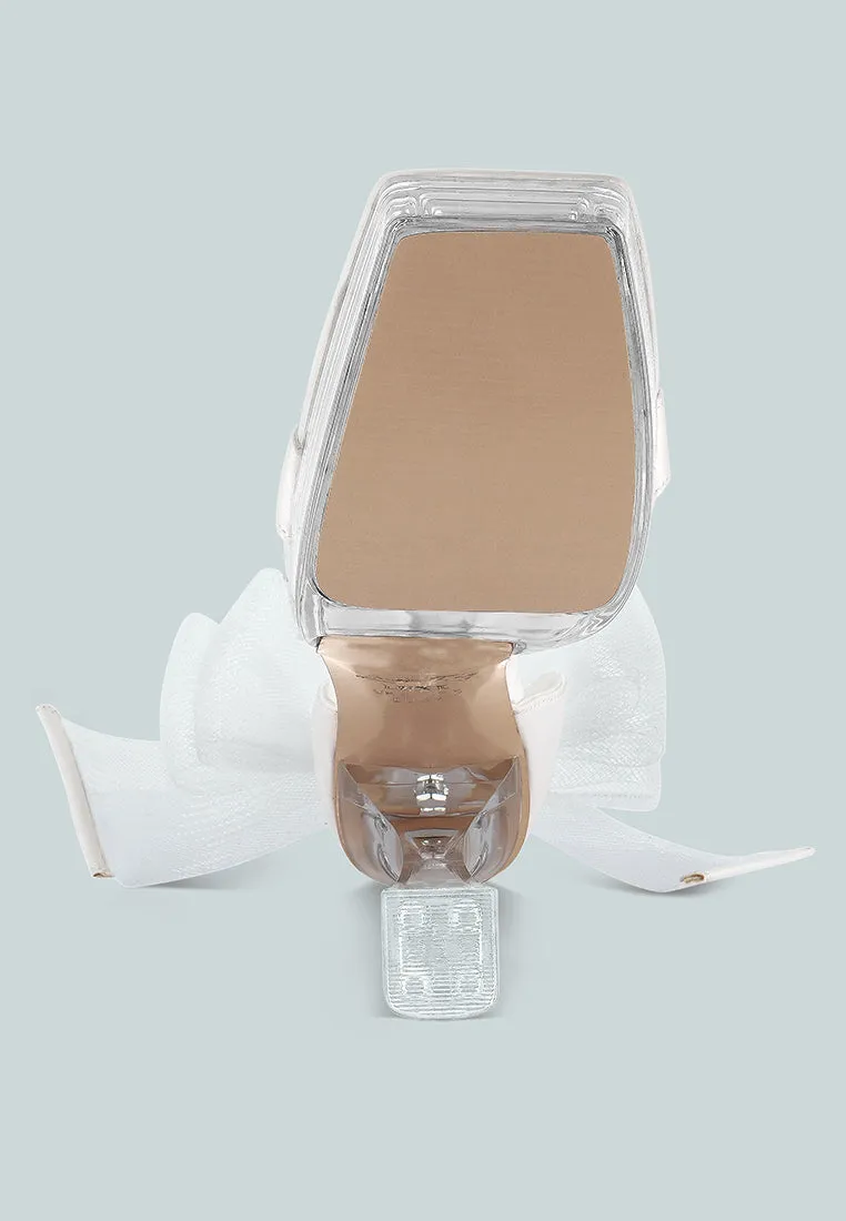 kiri satin clear high heeled bow sandals