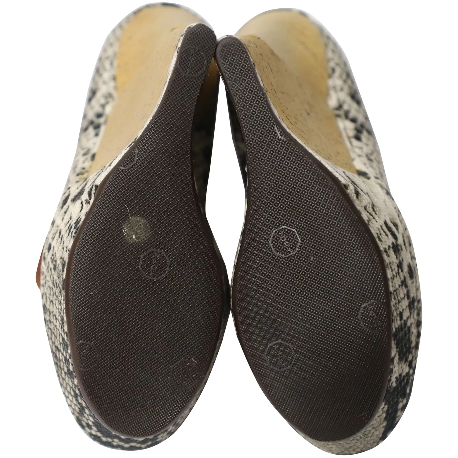 Lanvin Ribbon Strap Wood Wedge Peep-toe Sandals in Phyton Print Leather