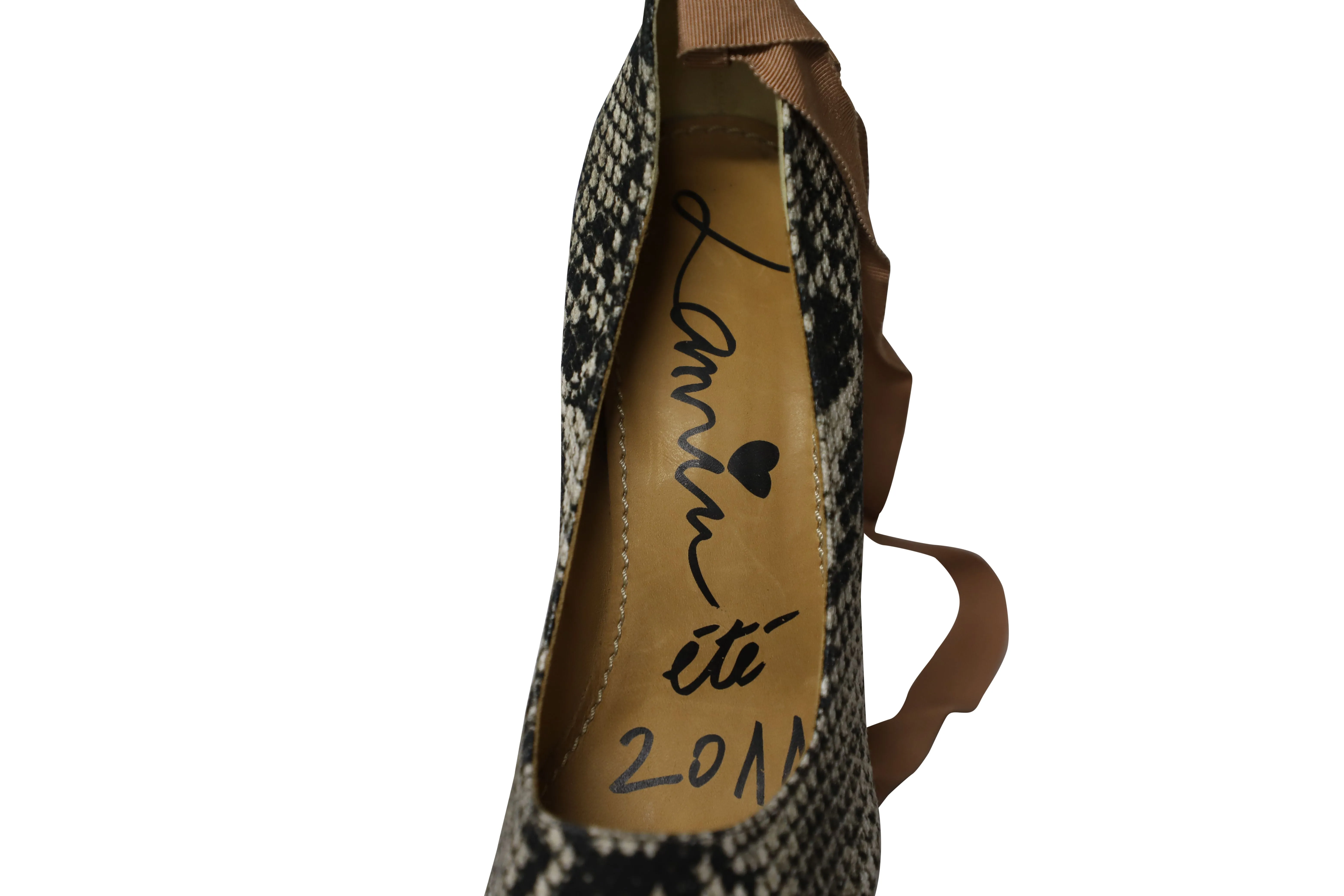 Lanvin Ribbon Strap Wood Wedge Peep-toe Sandals in Phyton Print Leather
