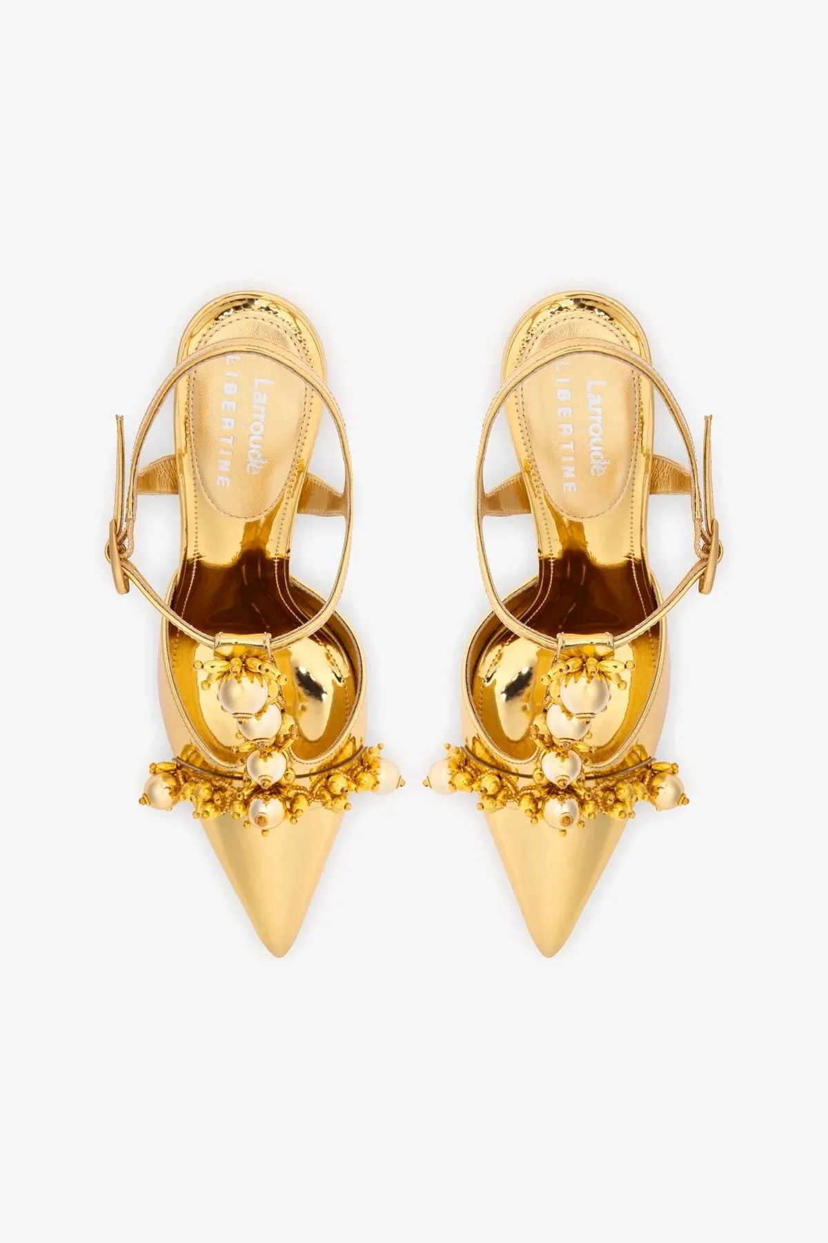 Larroudé x Libertine Pump In Gold Specchio and Golden Balls
