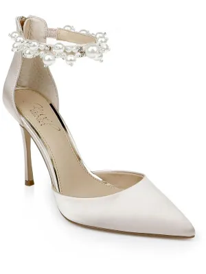 Layne Womens Pearls Ankle Strap Pumps