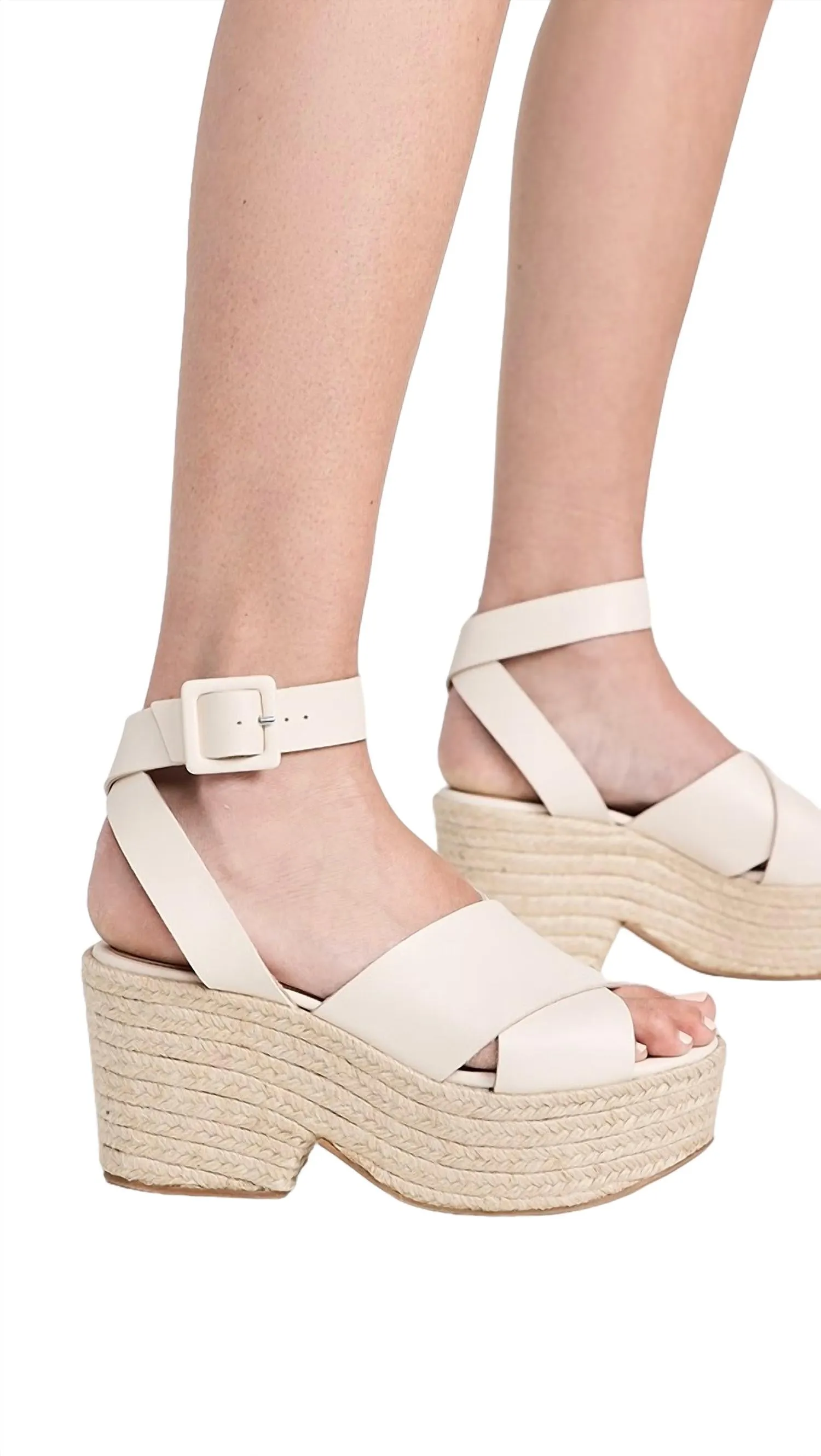 Lyla Leather Espadrilles In Cream