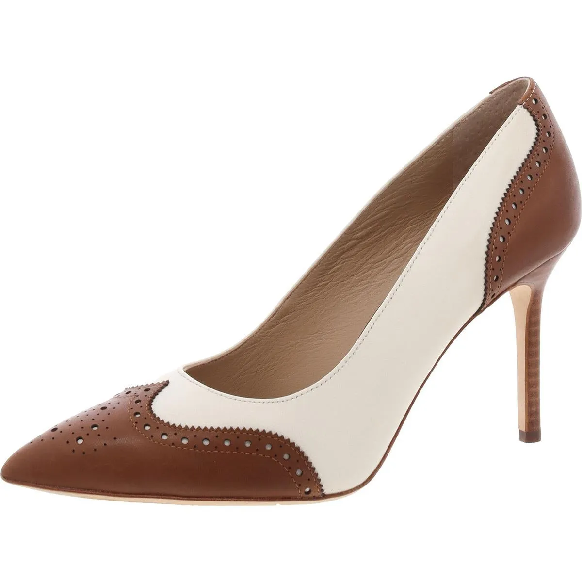 Lynden Womens Leather Wingtip Pumps