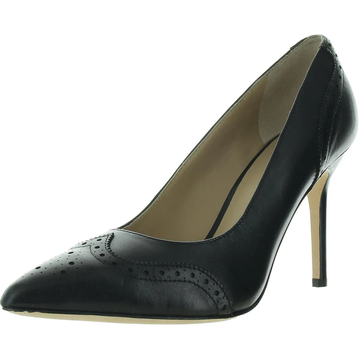 Lynden Womens Leather Wingtip Pumps
