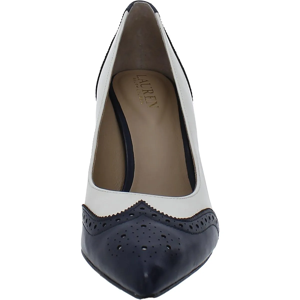 Lynden Womens Leather Wingtip Pumps