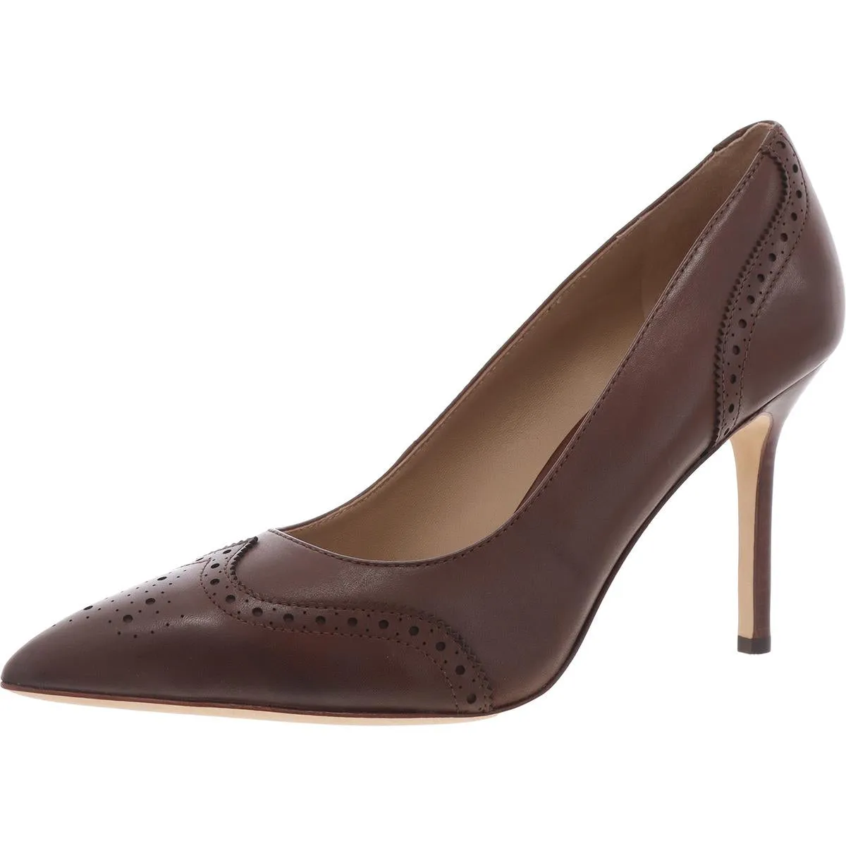 Lynden Womens Leather Wingtip Pumps