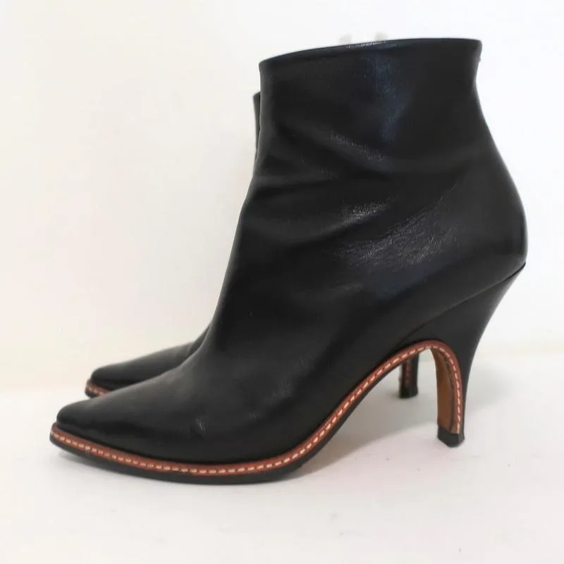 Maison Martin Margiela Pointed Toe Ankle Boots Black Leather Size 37.5