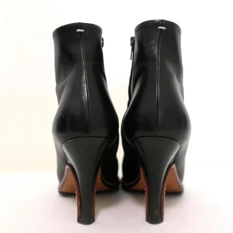 Maison Martin Margiela Pointed Toe Ankle Boots Black Leather Size 37.5